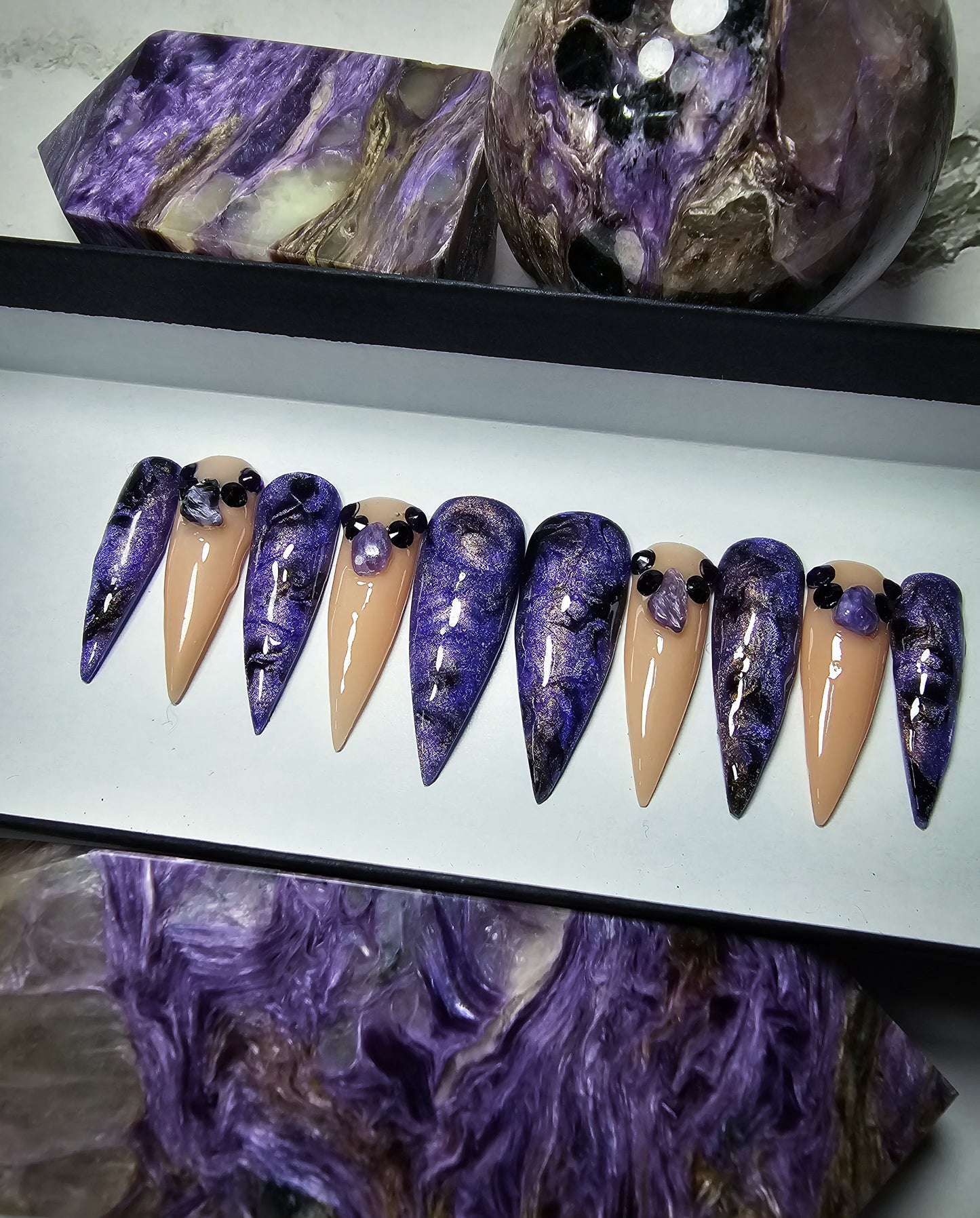 Charoite Press on nail set
