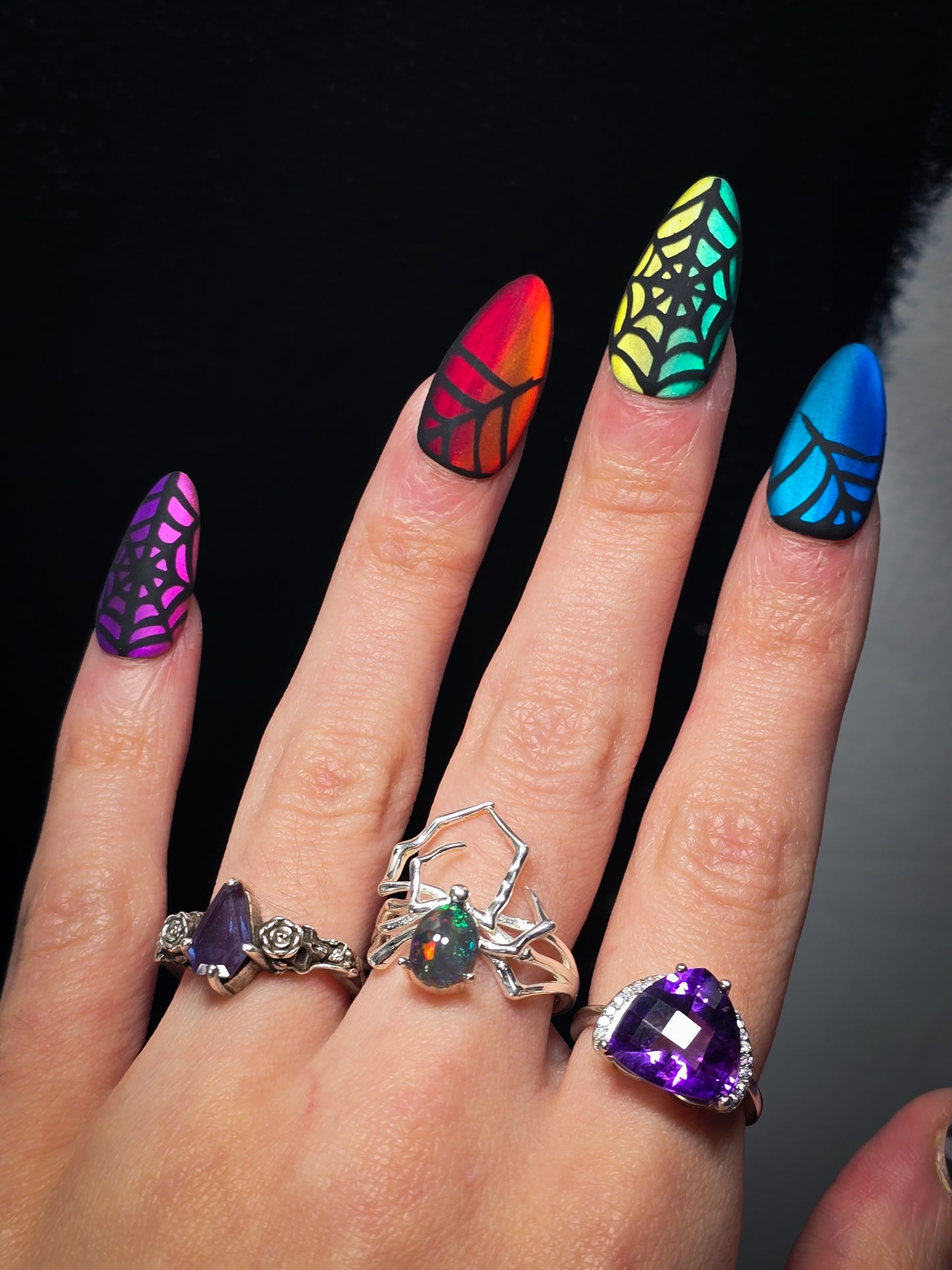 Rainbow Goth Press on Nail Set