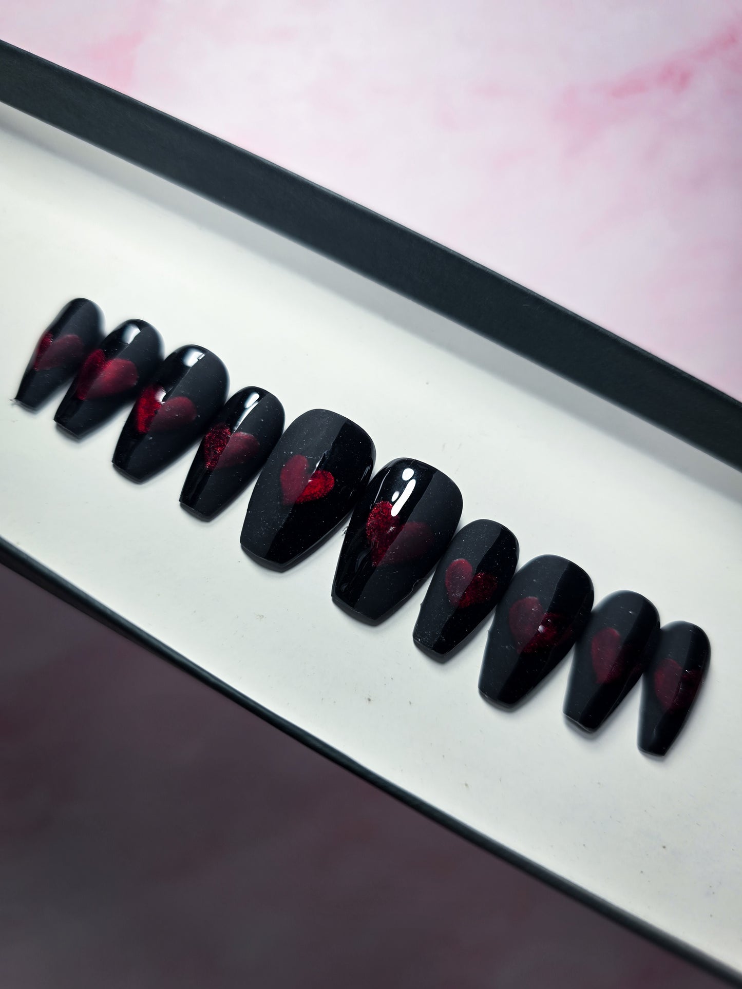 Split Heart Press on Nail Set