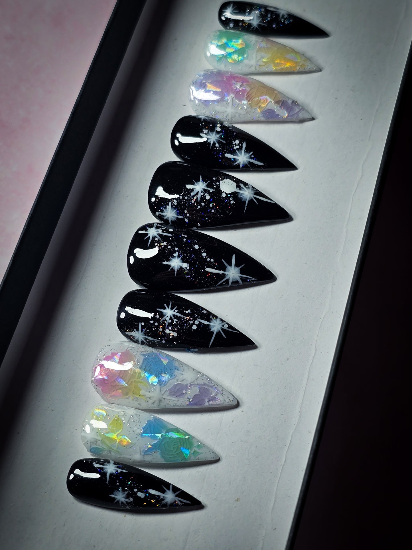 Galaxy Rose Press on Nail Set