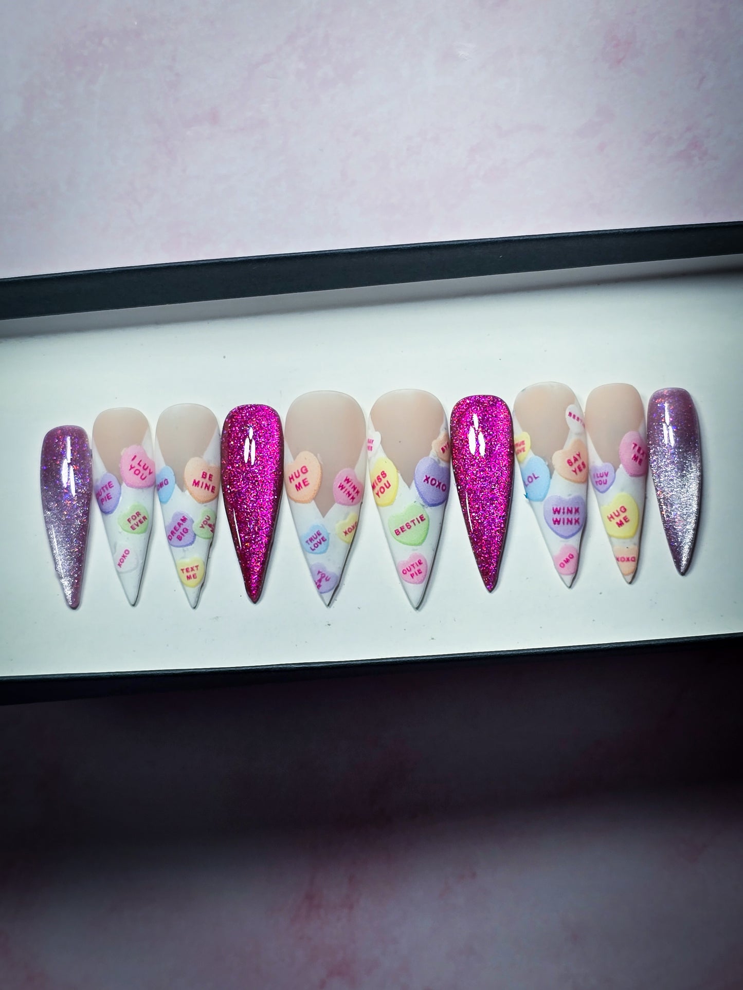 Conversation Hearts Press on Nails