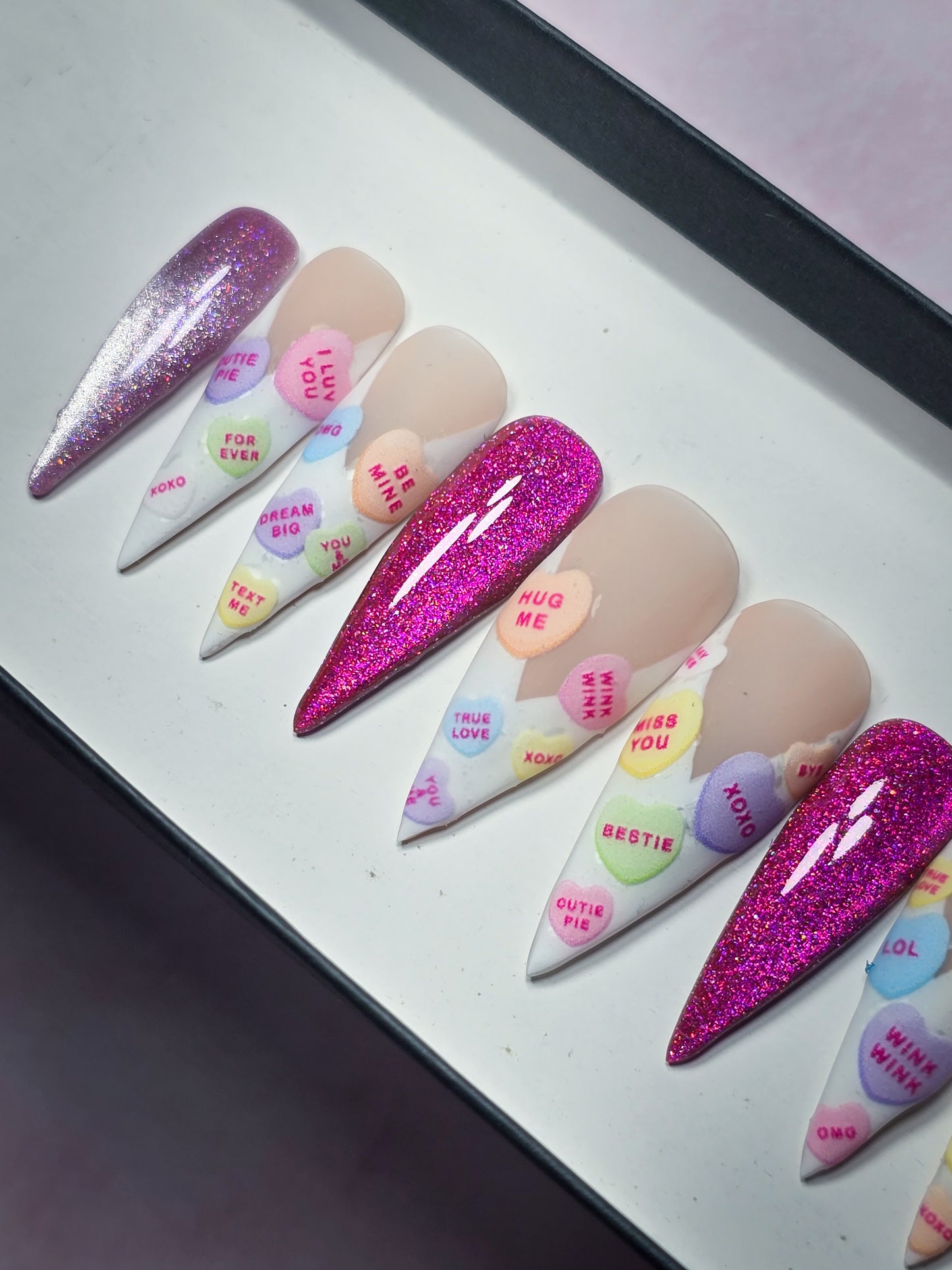 Conversation Hearts Press on Nails