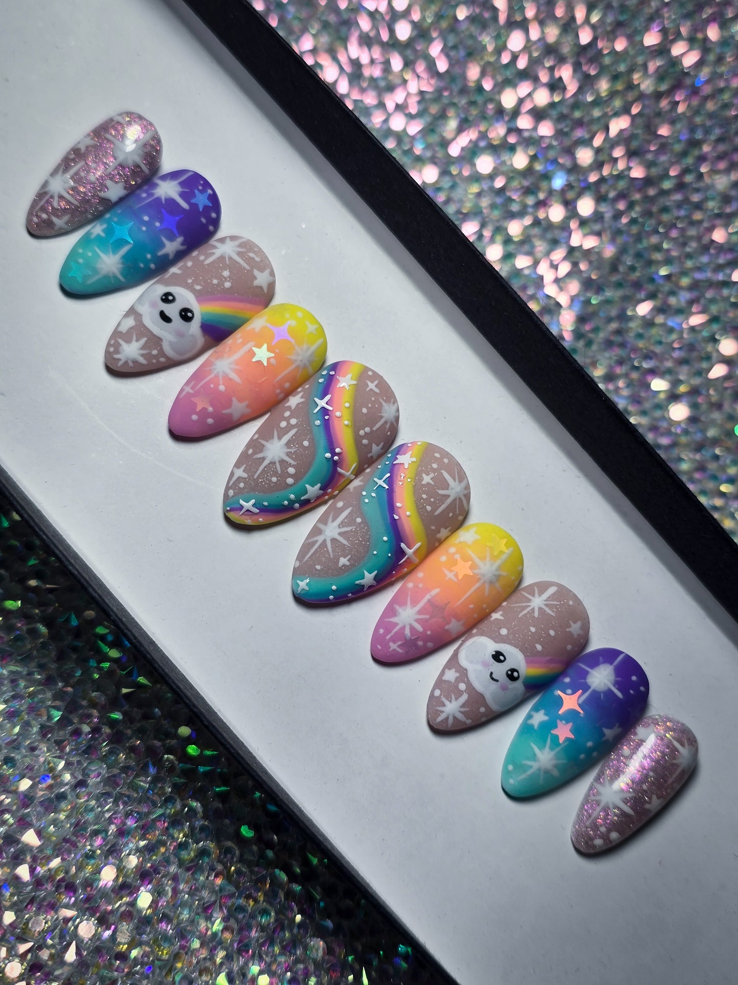 Cloudy With a Chance of Rainbows Press on Nail Set