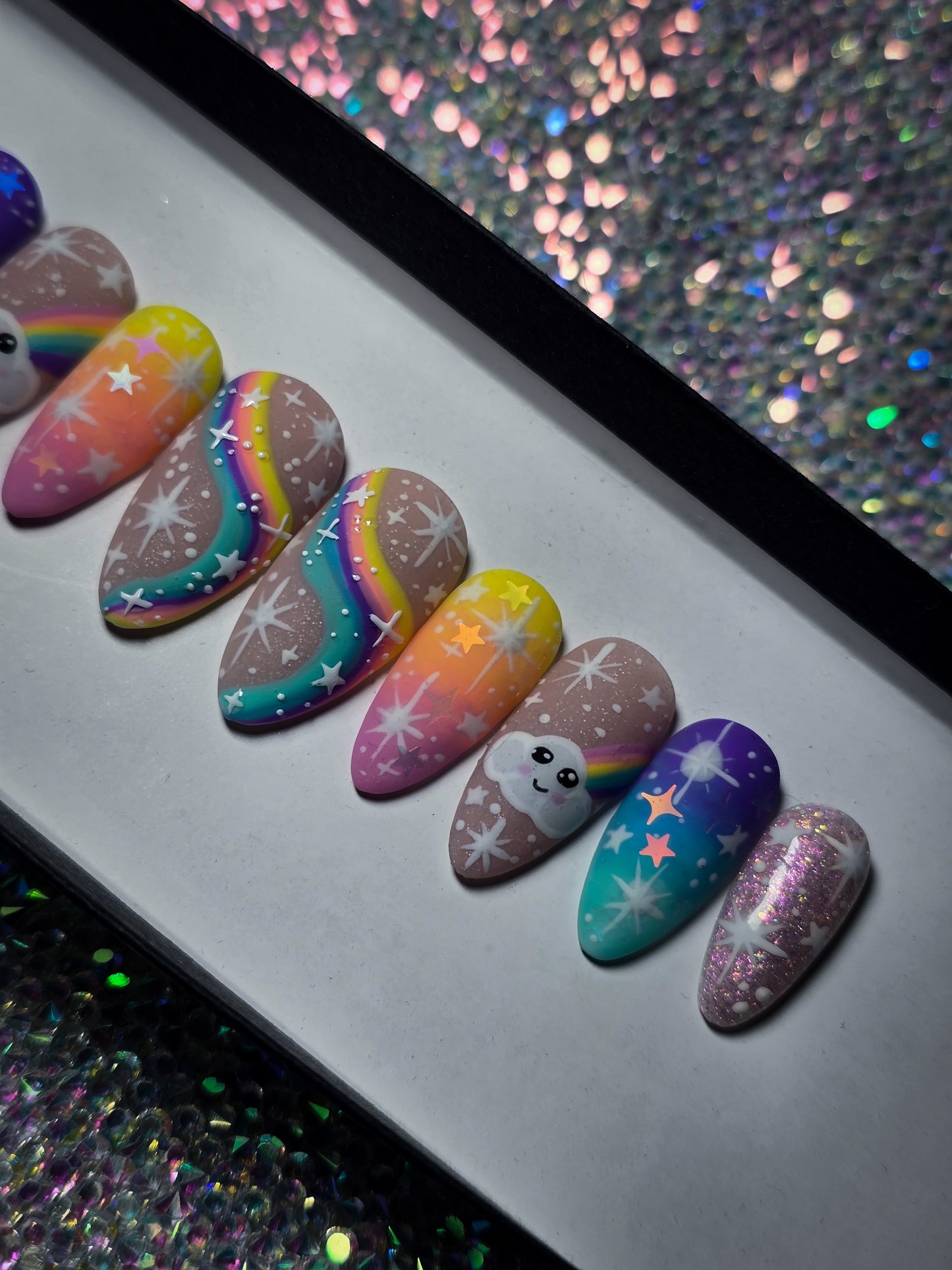 Cloudy With a Chance of Rainbows Press on Nail Set