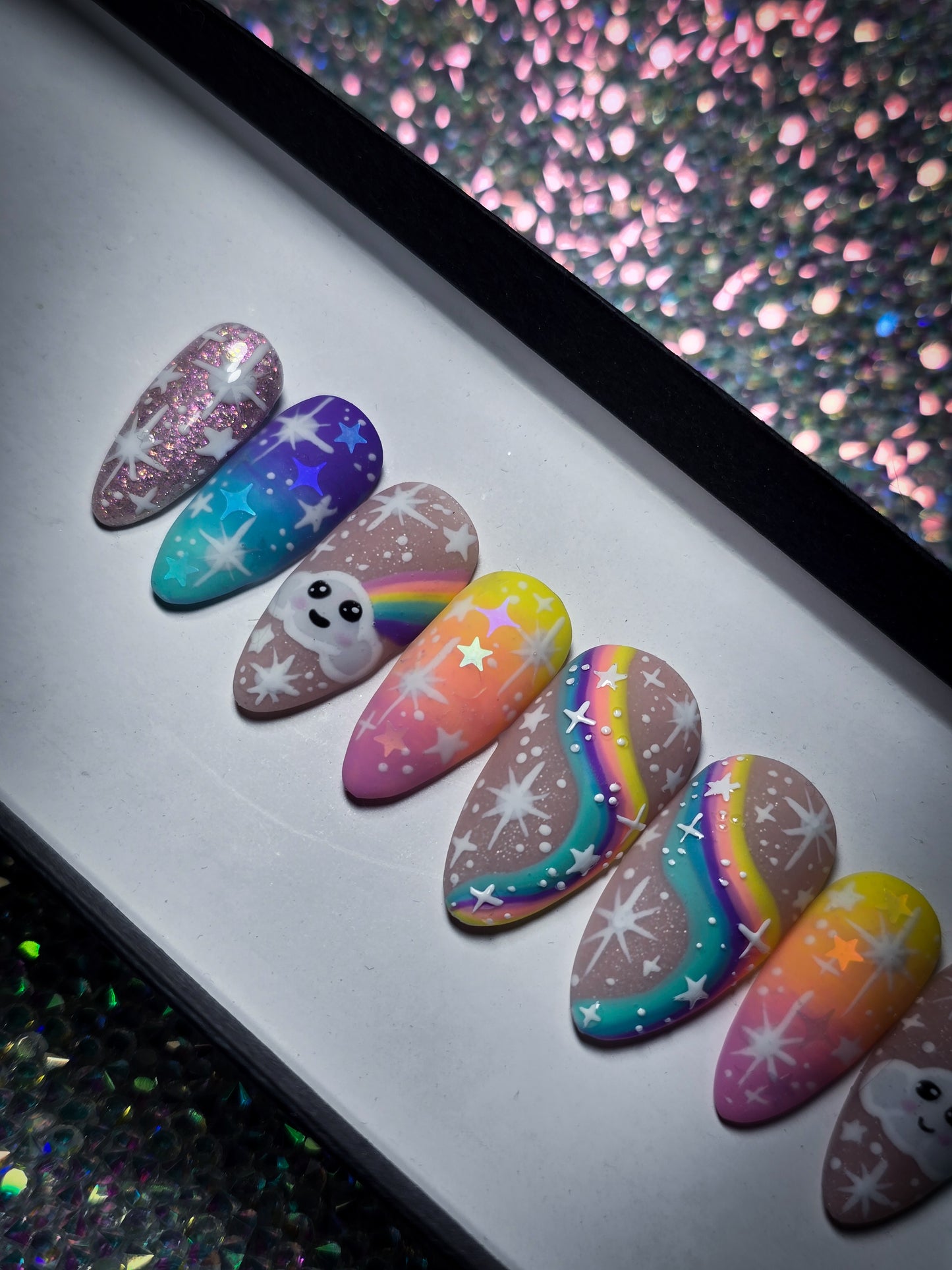 Cloudy With a Chance of Rainbows Press on Nail Set