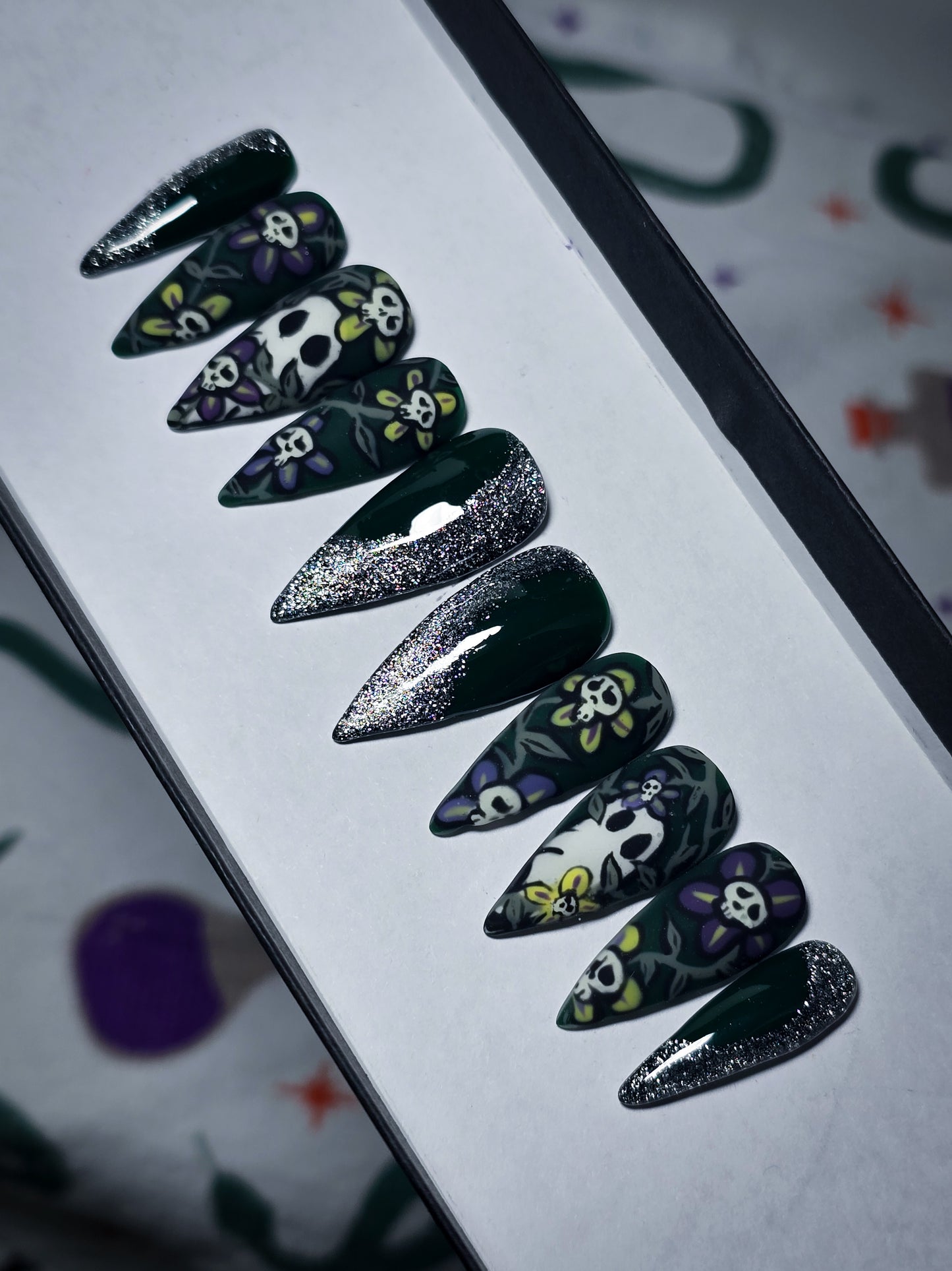 Moonlit Mortals Press on Nail Set (Glow in the Dark)