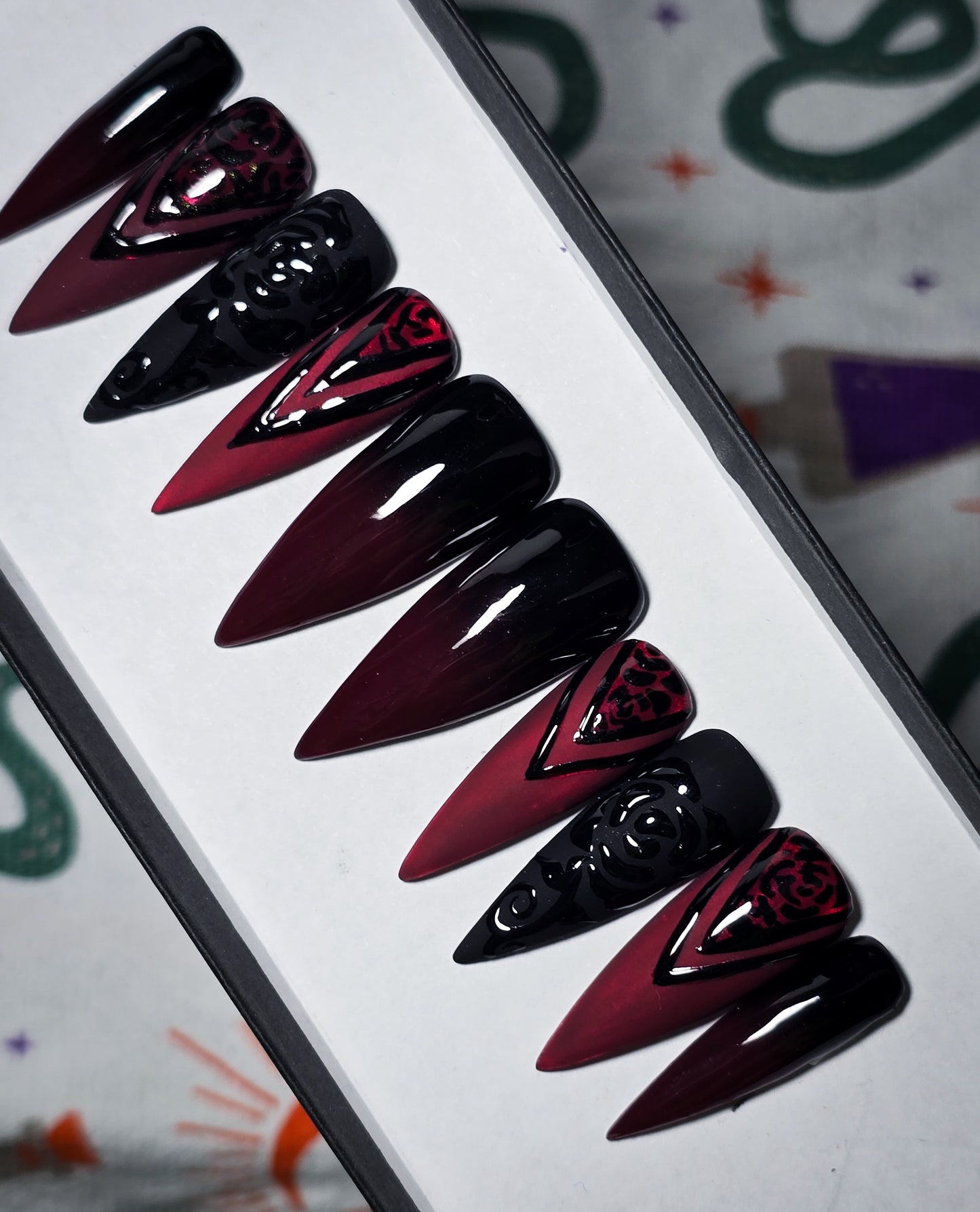 Crimson Shadows Press on Nail Set