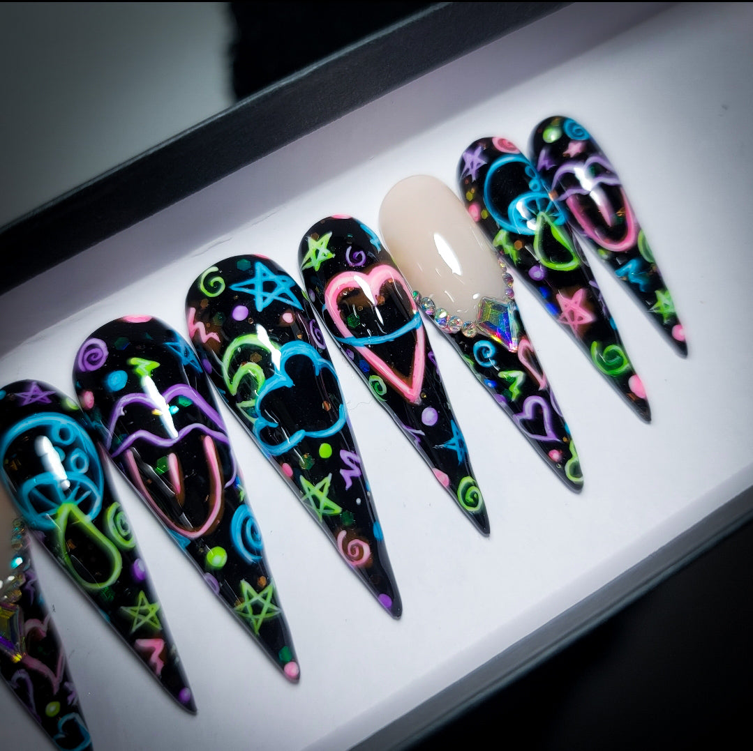 Neon Lights Press on Nail Set