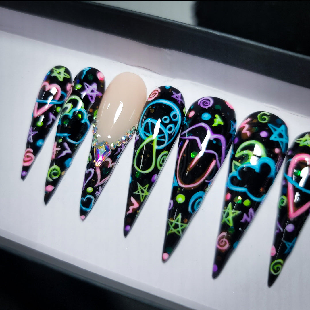 Neon Lights Press on Nail Set