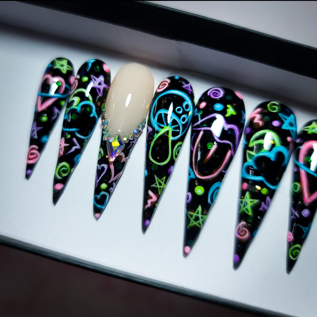Neon Lights Press on Nail Set