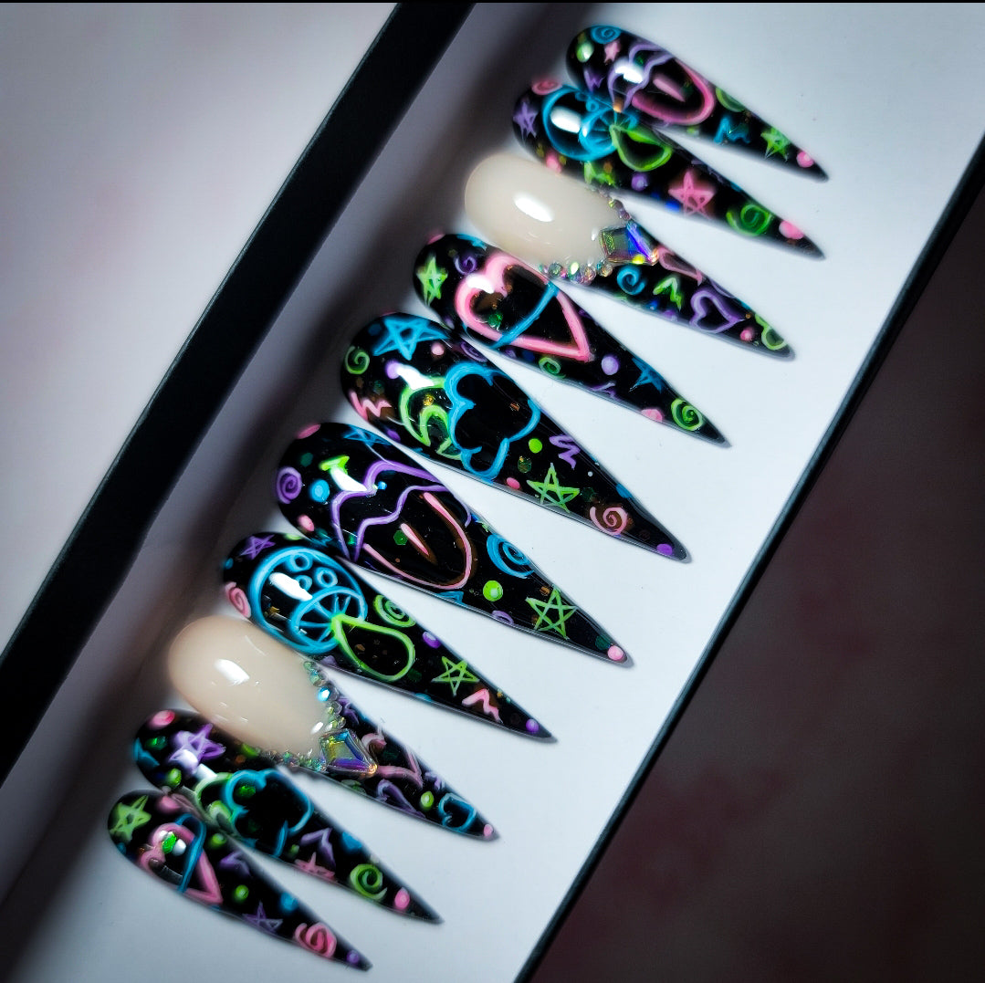 Neon Lights Press on Nail Set