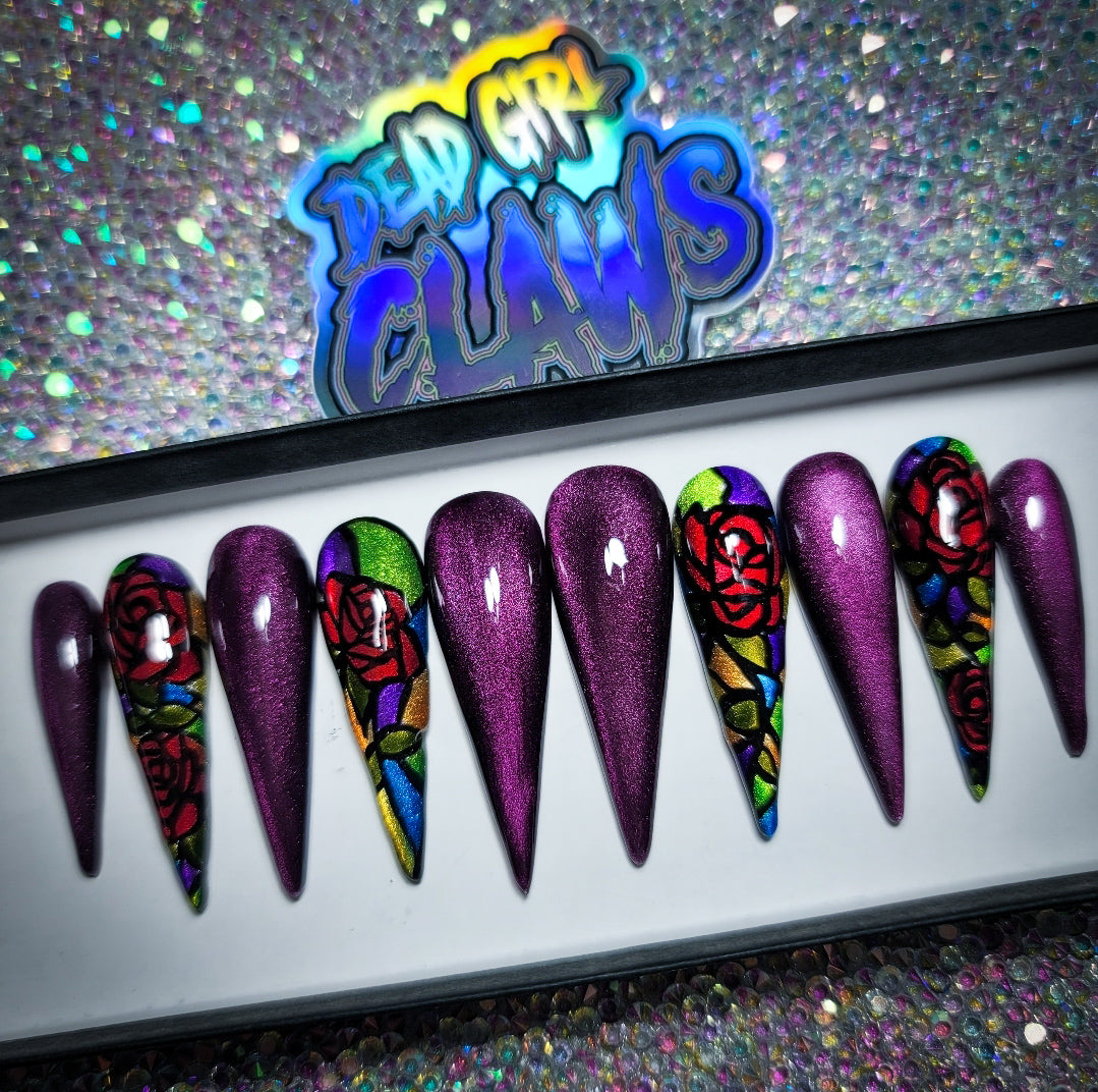 Stained Glass Press on Nail Set