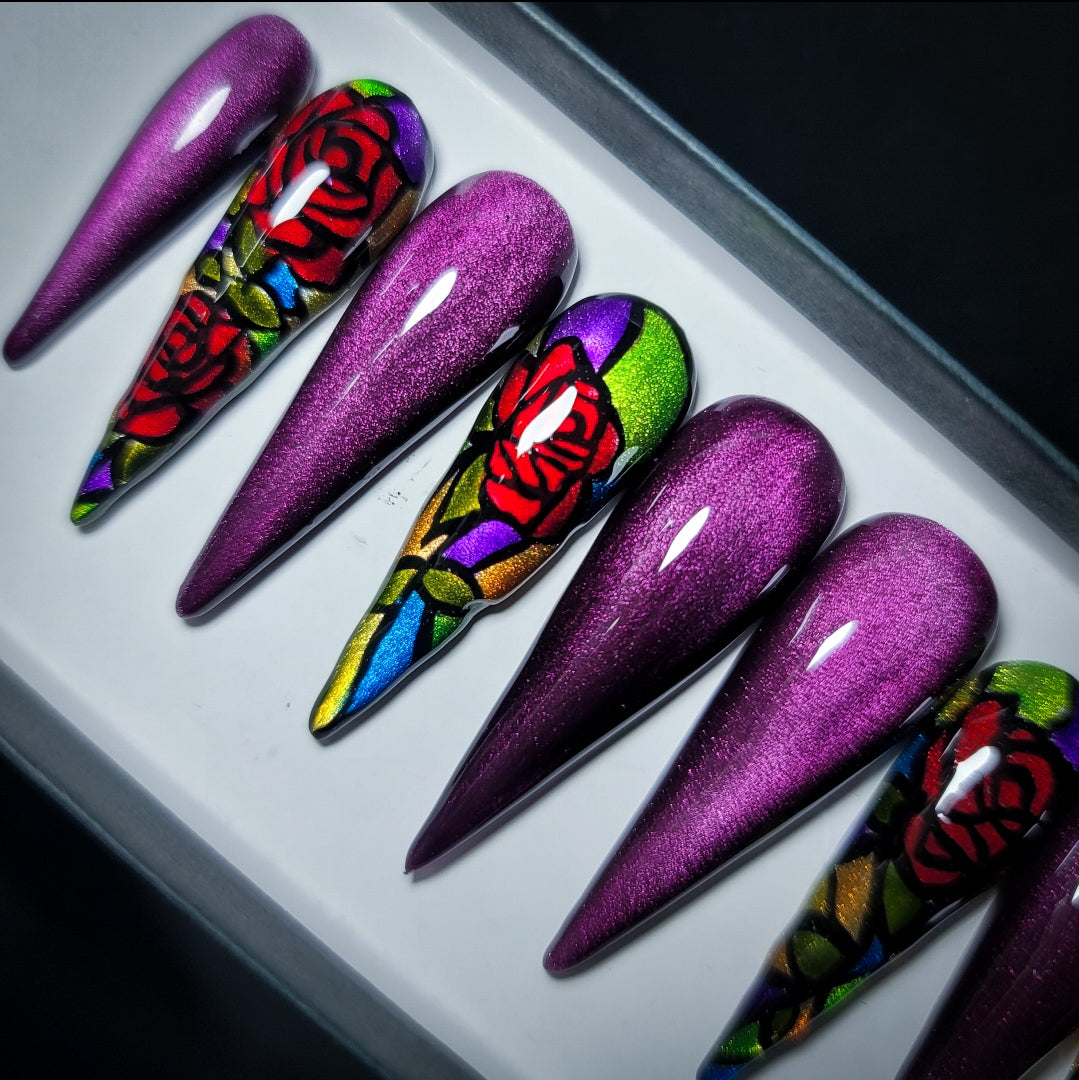 Stained Glass Press on Nail Set