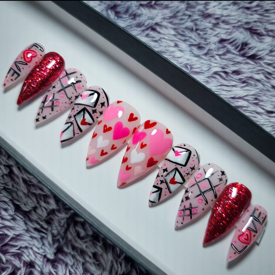 Love Letter Press on Nail set (Thermal Changing)