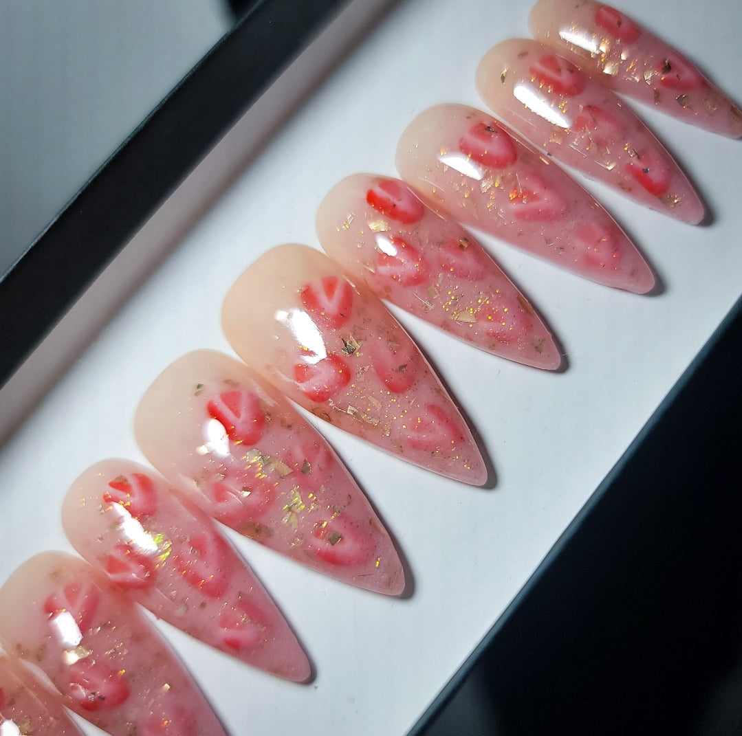 Strawberry Champagne Press on Nail Set
