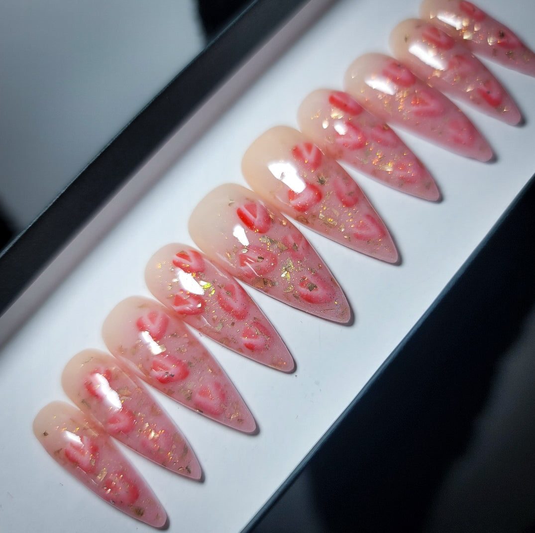 Strawberry Champagne Press on Nail Set