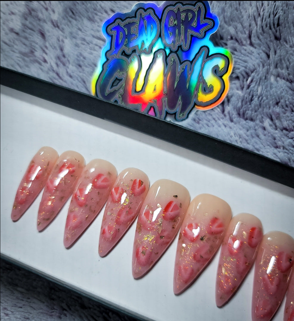 Strawberry Champagne Press on Nail Set