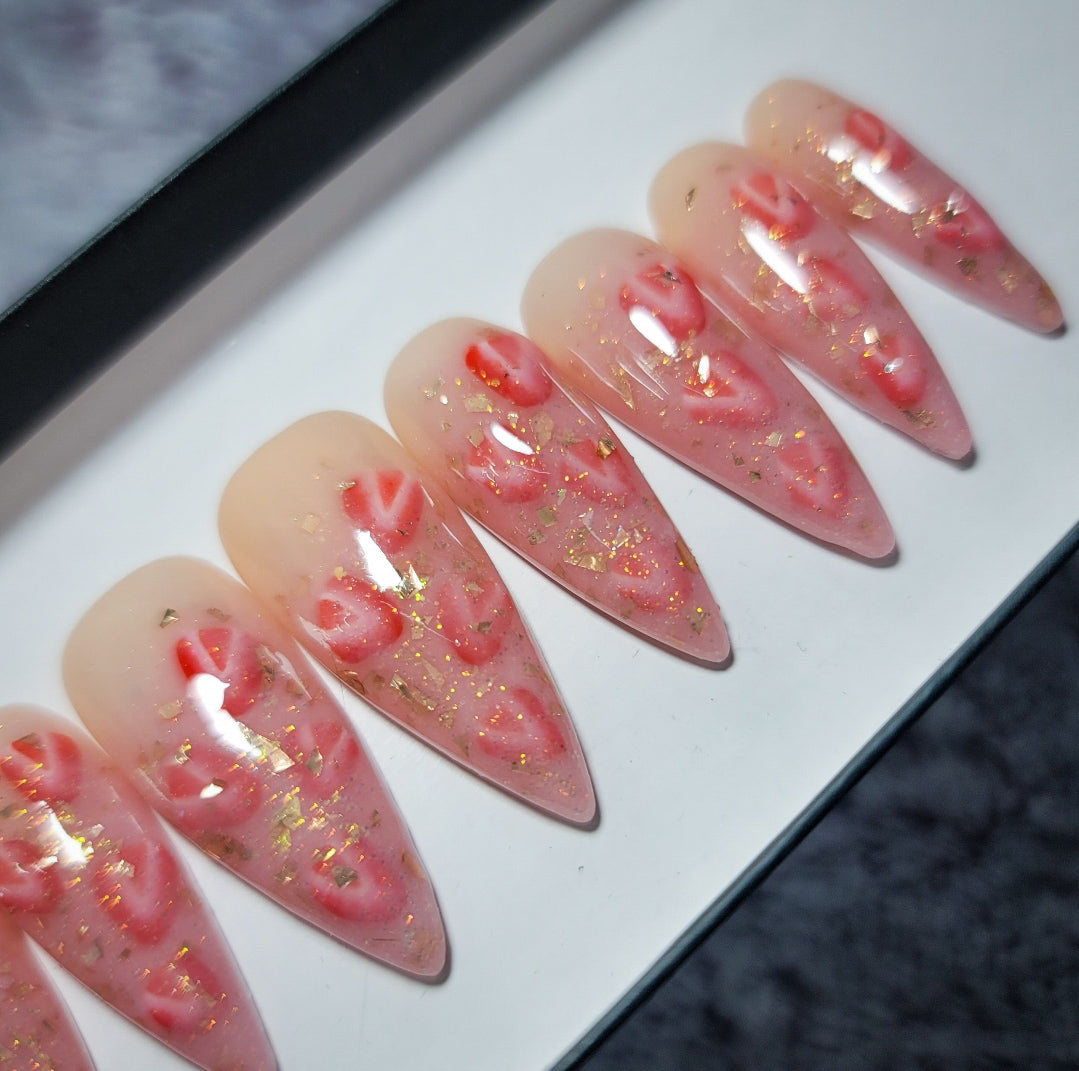 Strawberry Champagne Press on Nail Set