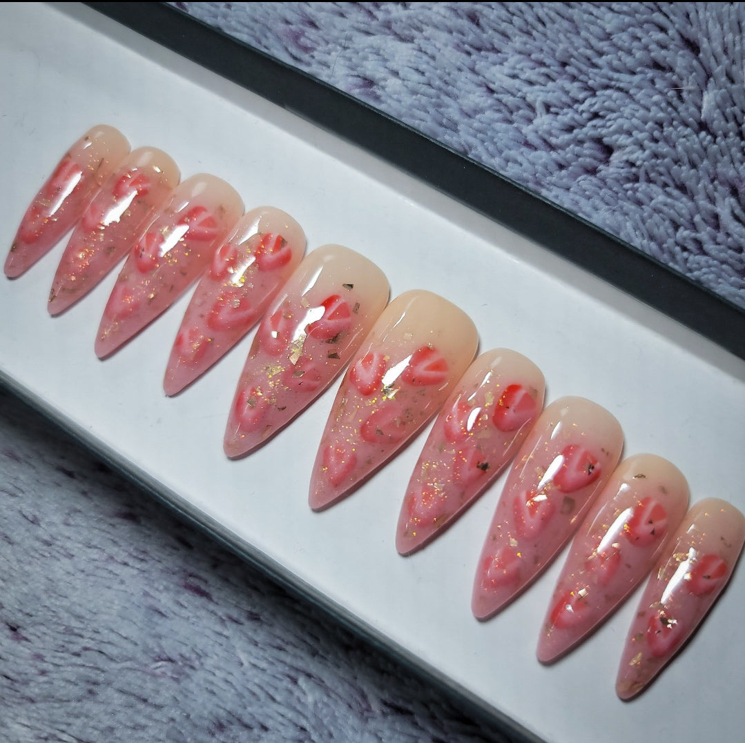 Strawberry Champagne Press on Nail Set