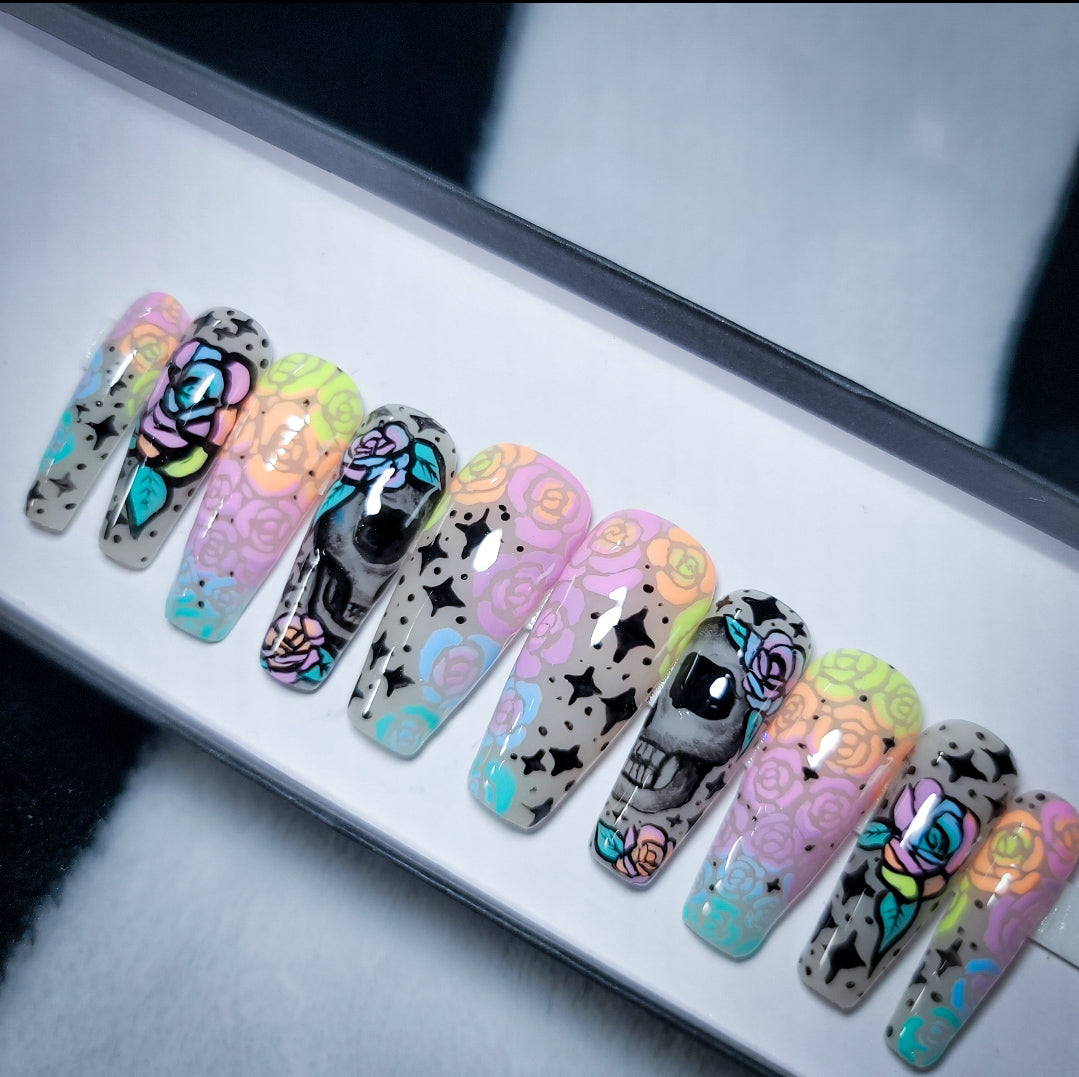 Pastel Rose (Thermal and Glow in the Dark) Press on Nail Set