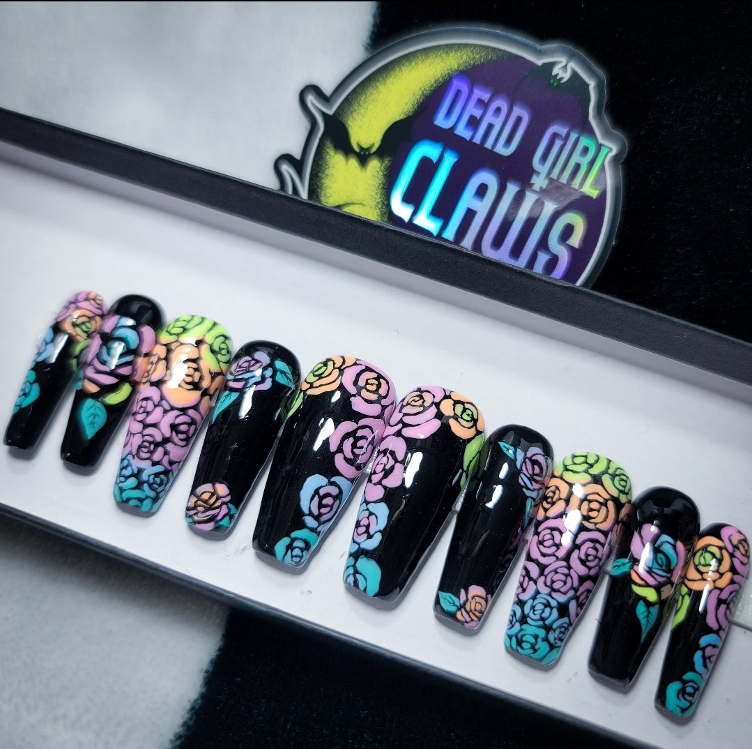Pastel Rose (Thermal and Glow in the Dark) Press on Nail Set