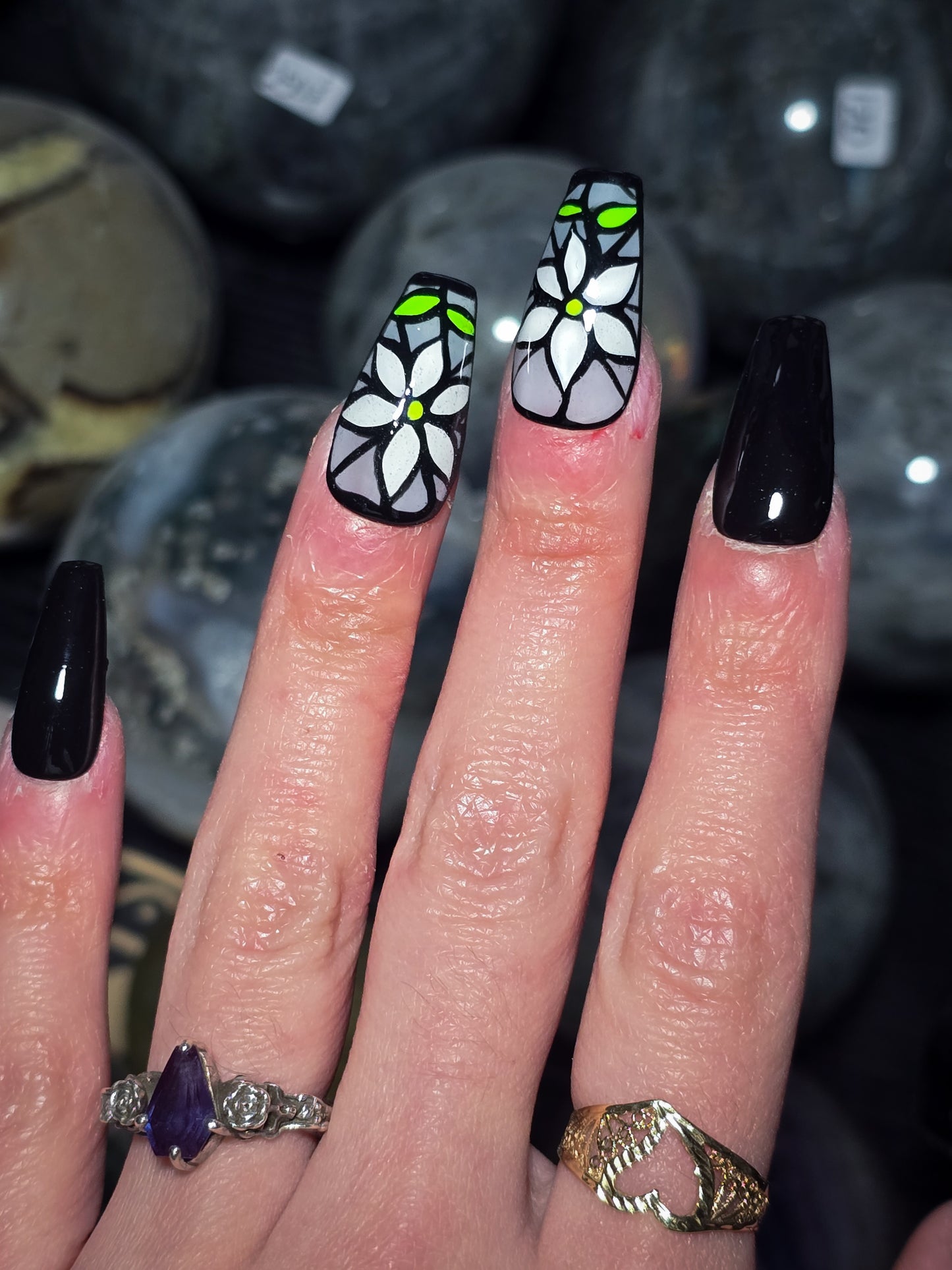 Moonlit Petals Press on Nail Set
