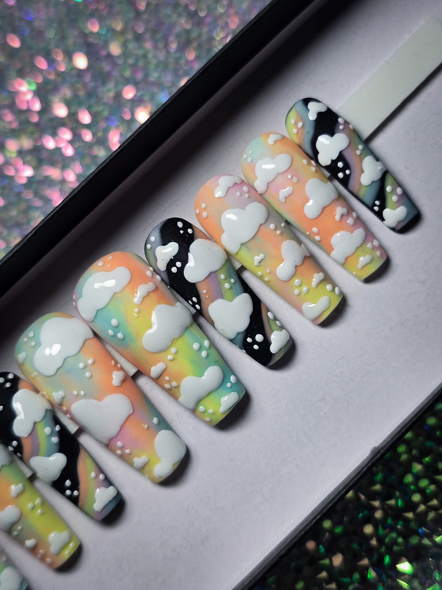 Rainbow Dreams Press on Nail Set (Thermal reactive & Glow in the Dark)