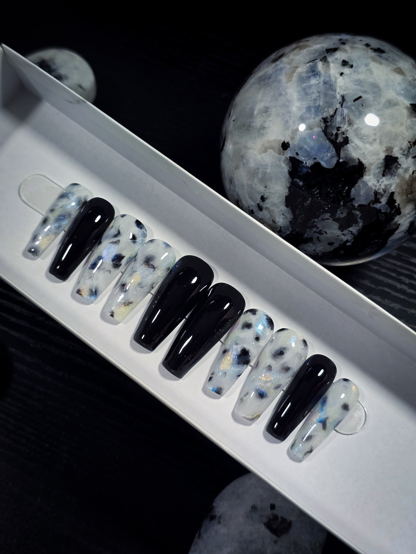 Rainbow Moonstone Press on Nail Set, crystal inspired nails