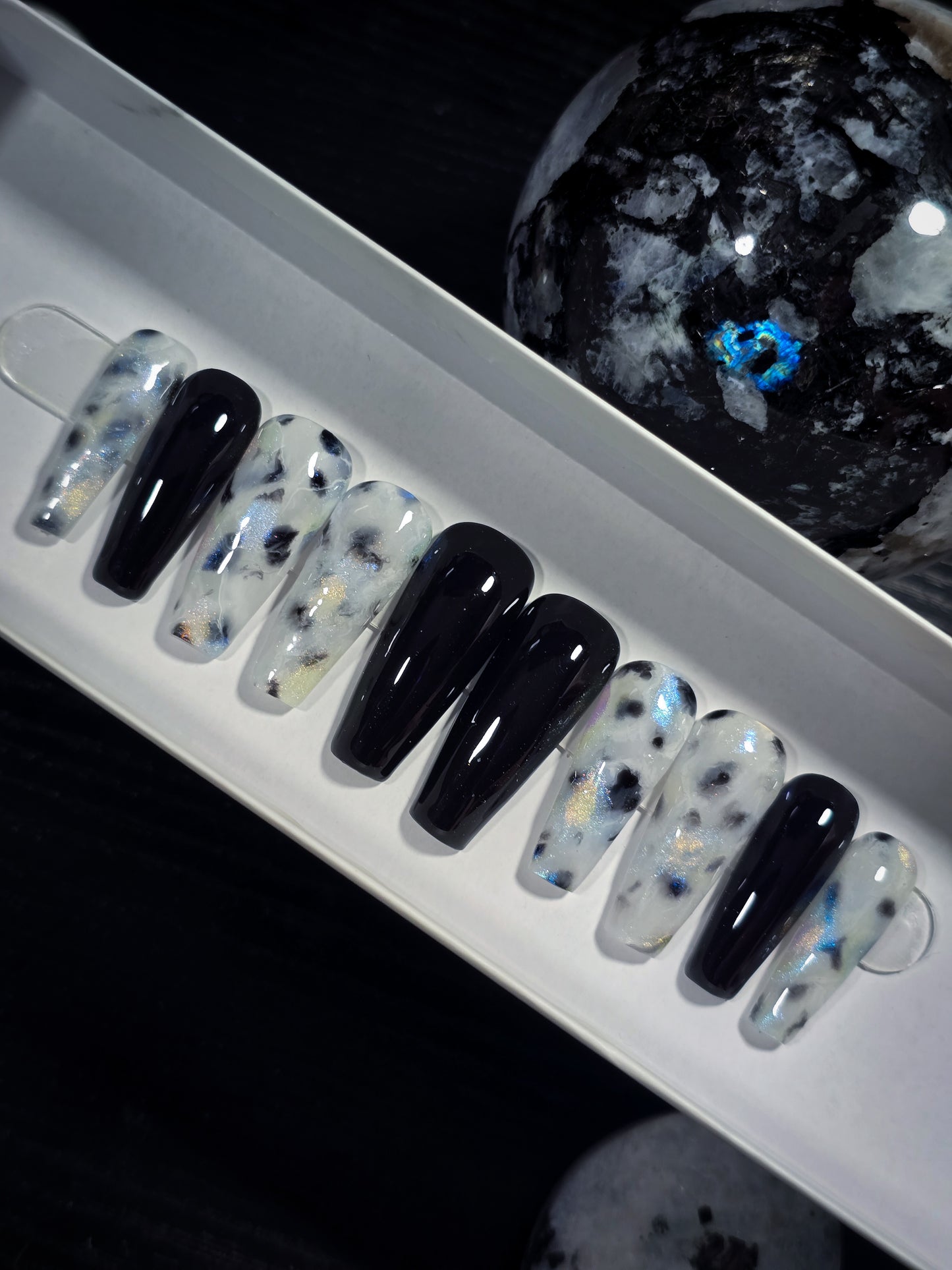 Rainbow Moonstone Press on Nail Set, crystal inspired nails