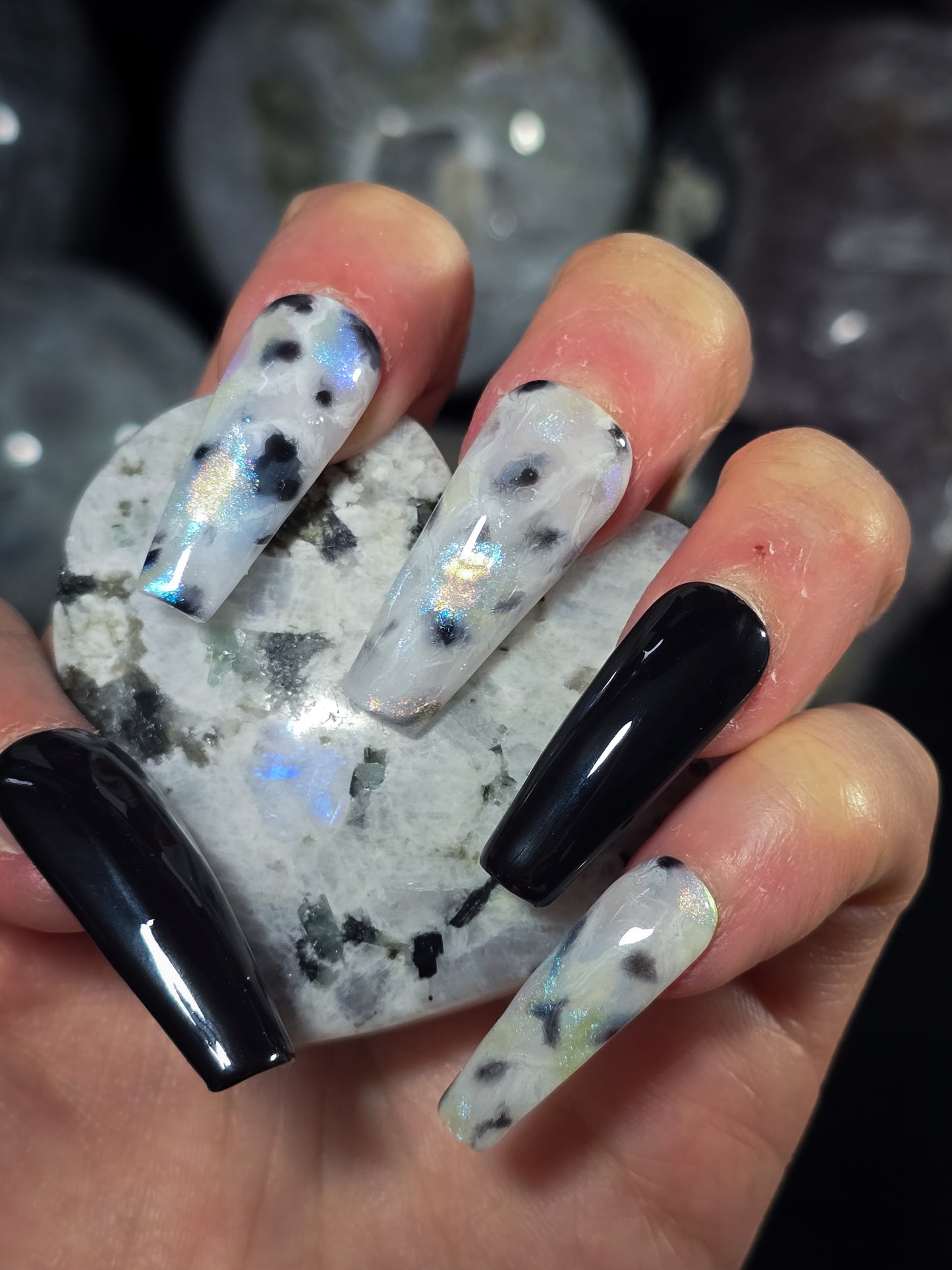Rainbow Moonstone Press on Nail Set, crystal inspired nails