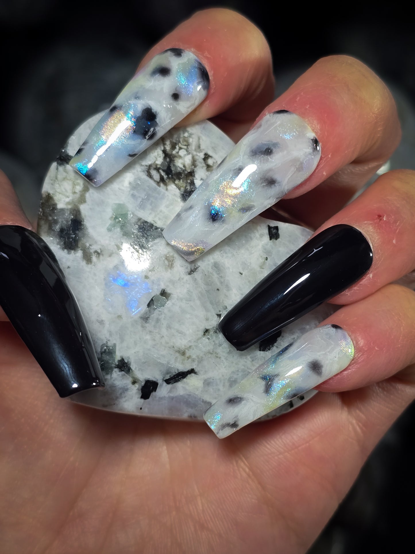 Rainbow Moonstone Press on Nail Set, crystal inspired nails