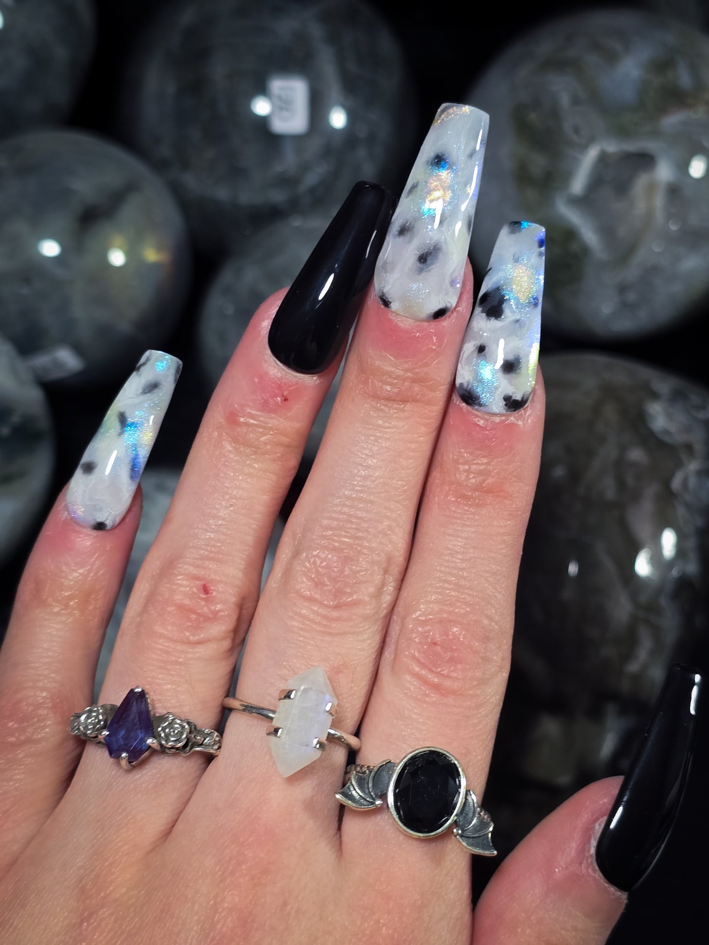 Rainbow Moonstone Press on Nail Set, crystal inspired nails