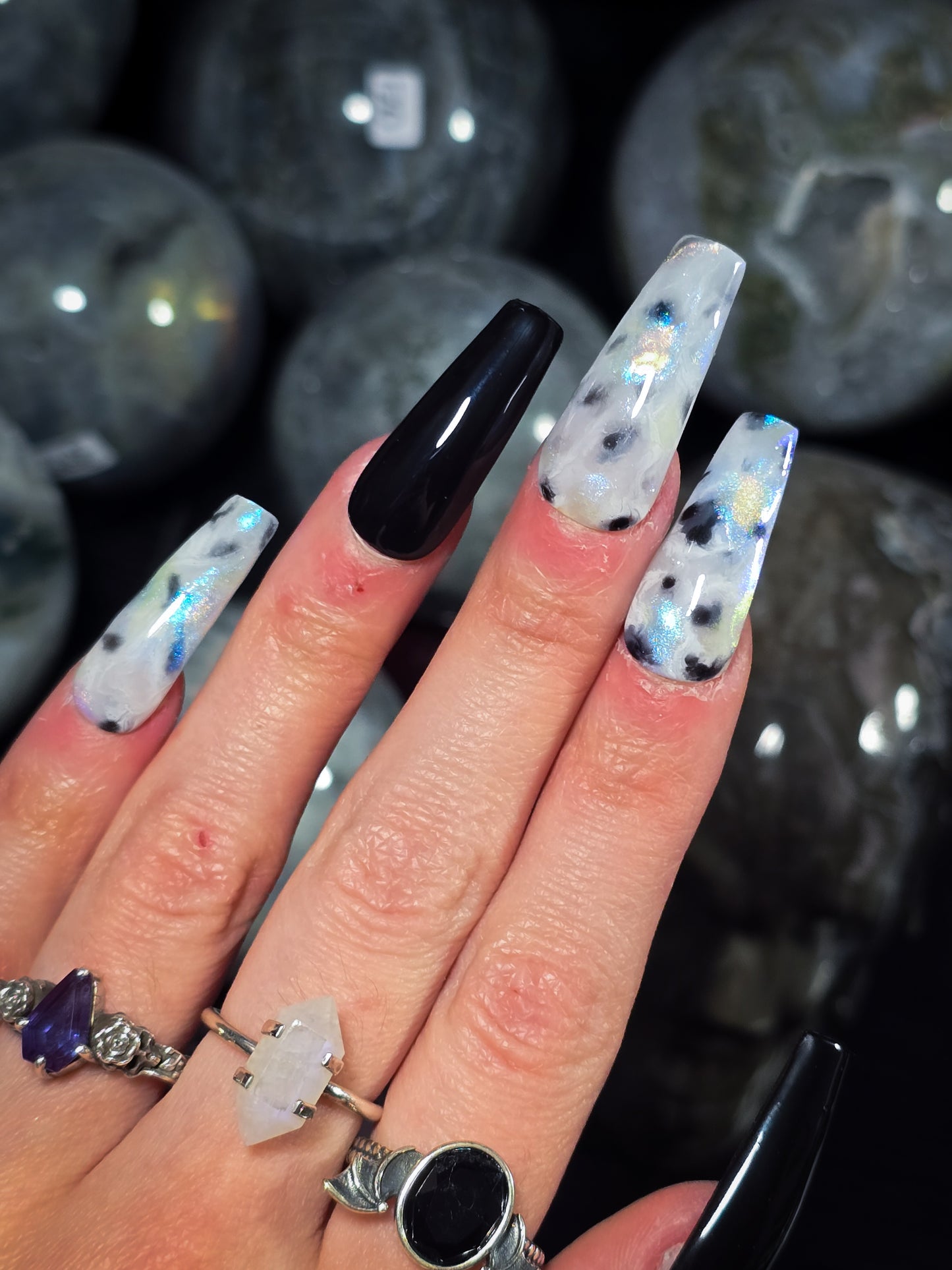 Rainbow Moonstone Press on Nail Set, crystal inspired nails