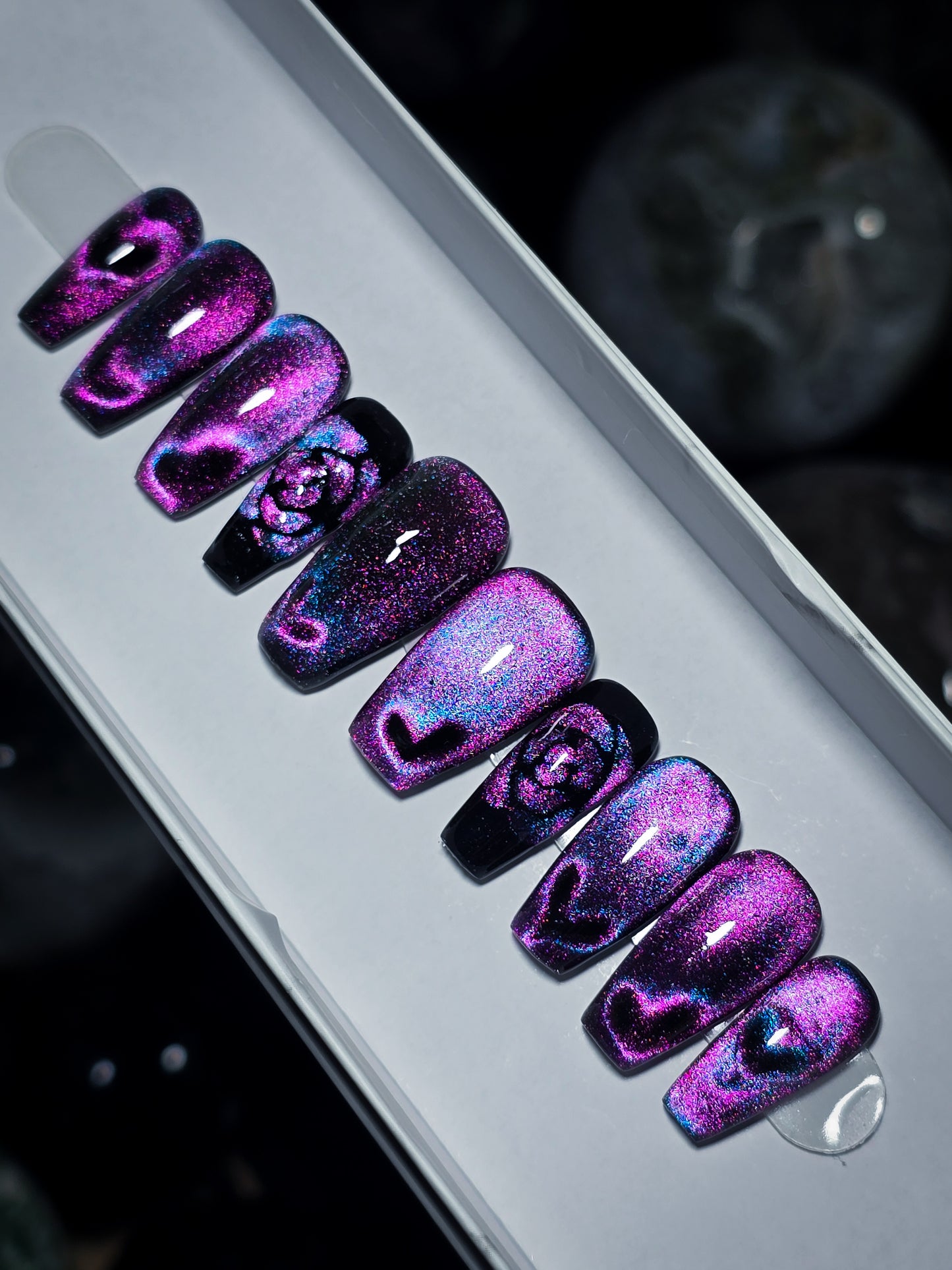 Midnight Heart Press on Nail set