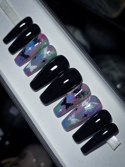 Fluttering Magic Press on Nail Set (Glow in the dark and thermal reactive)