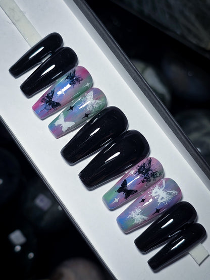 Fluttering Magic Press on Nail Set (Glow in the dark and thermal reactive)