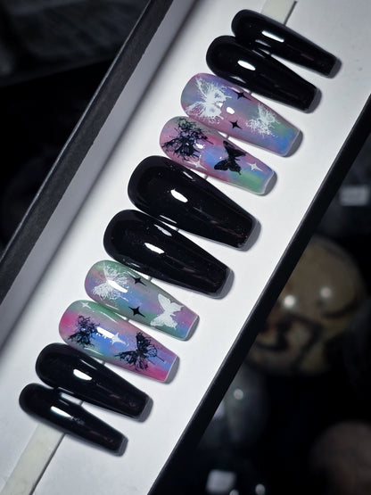 Fluttering Magic Press on Nail Set (Glow in the dark and thermal reactive)