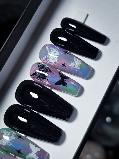 Fluttering Magic Press on Nail Set (Glow in the dark and thermal reactive)