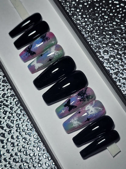 Fluttering Magic Press on Nail Set (Glow in the dark and thermal reactive)