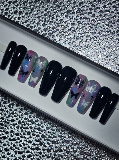 Fluttering Magic Press on Nail Set (Glow in the dark and thermal reactive)