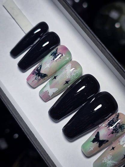 Fluttering Magic Press on Nail Set (Glow in the dark and thermal reactive)