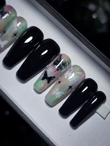 Fluttering Magic Press on Nail Set (Glow in the dark and thermal reactive)