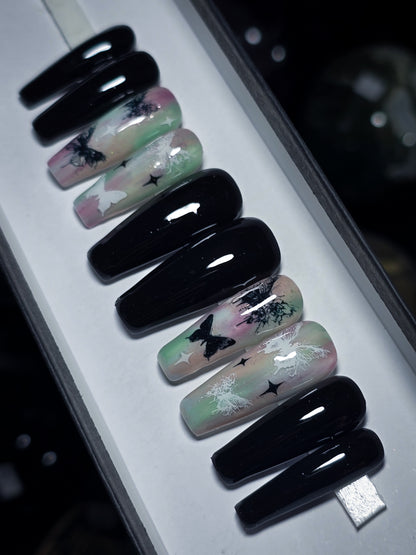 Fluttering Magic Press on Nail Set (Glow in the dark and thermal reactive)