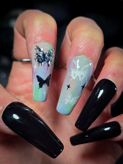 Fluttering Magic Press on Nail Set (Glow in the dark and thermal reactive)