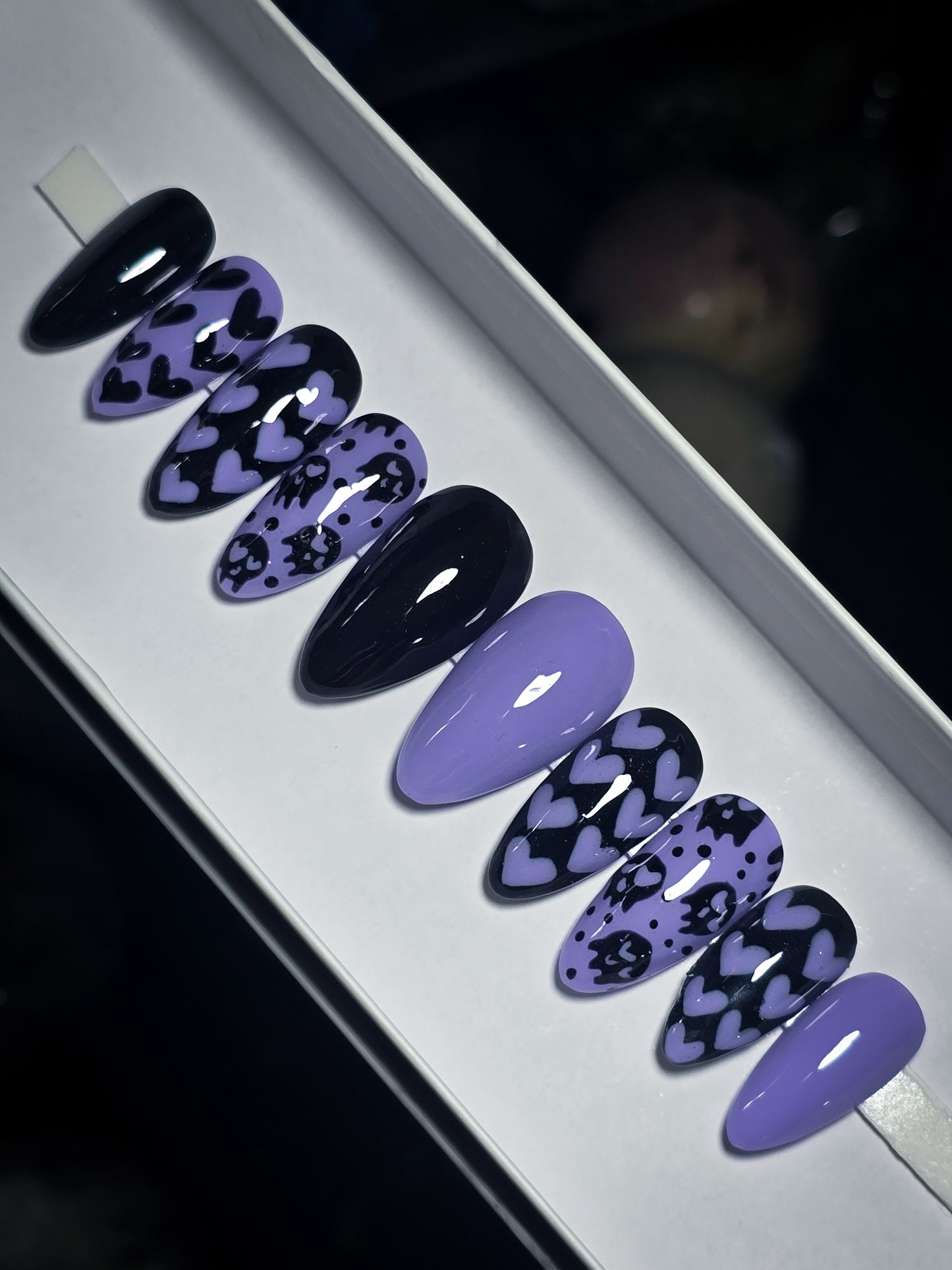 Purple Heart Skulls Press on Nail Set