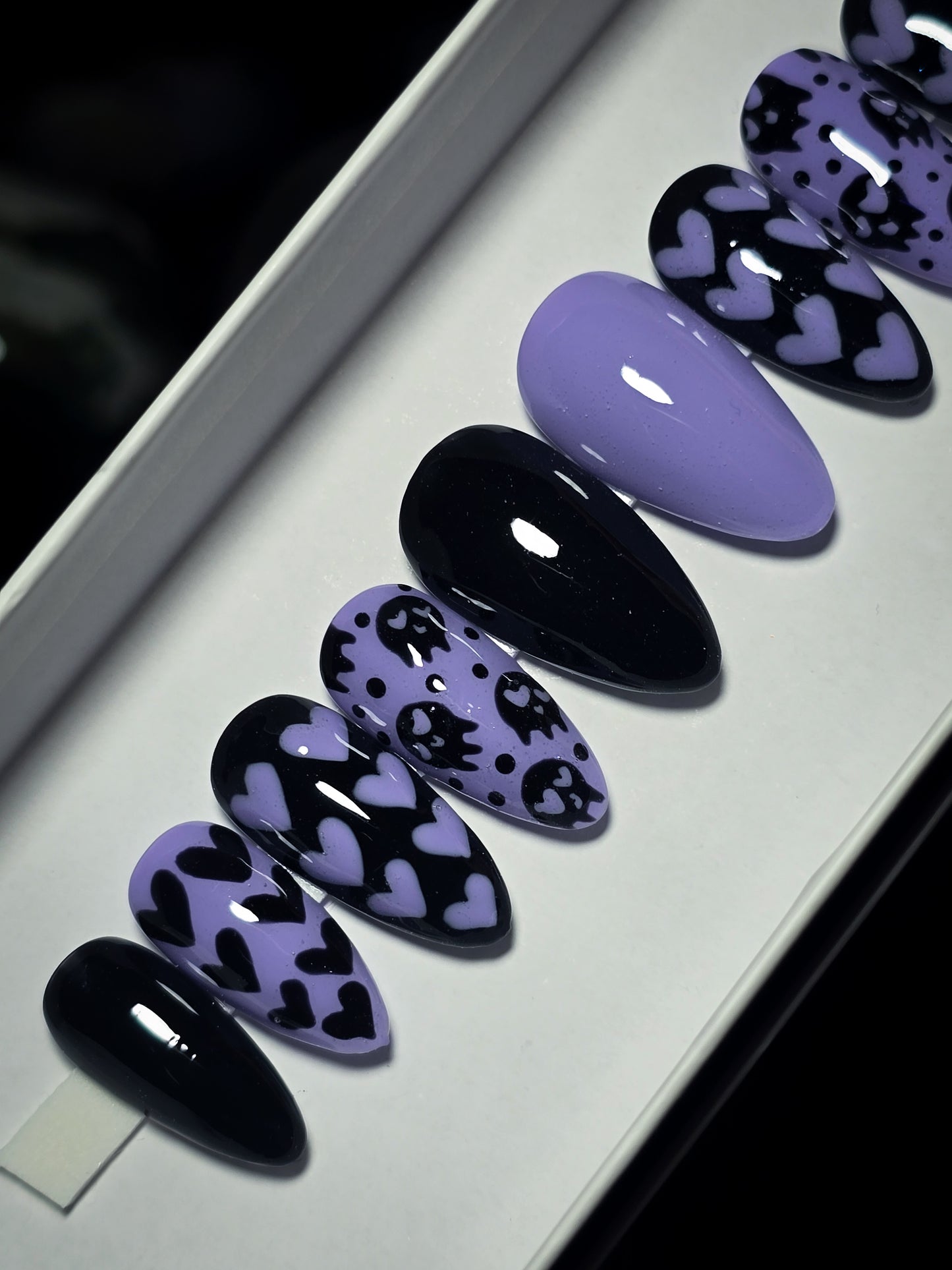 Purple Heart Skulls Press on Nail Set