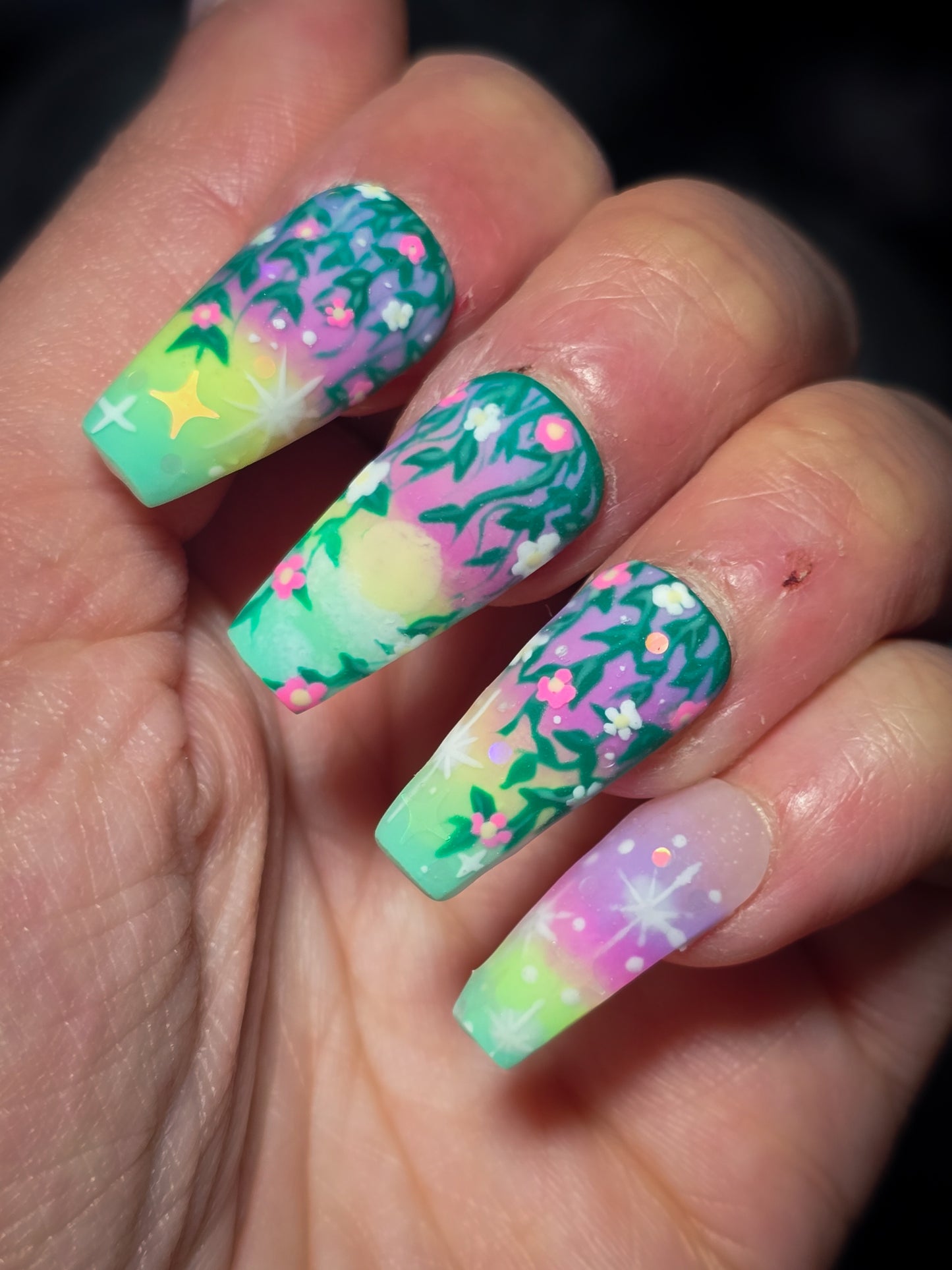 Aurora Garden Press on Nail Set (Glow in the dark and thermal Reactive)