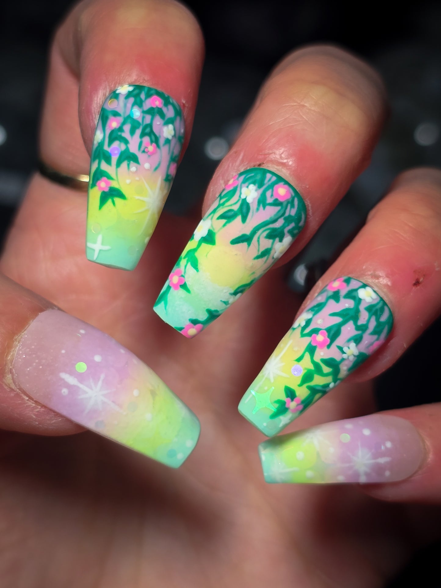 Aurora Garden Press on Nail Set (Glow in the dark and thermal Reactive)