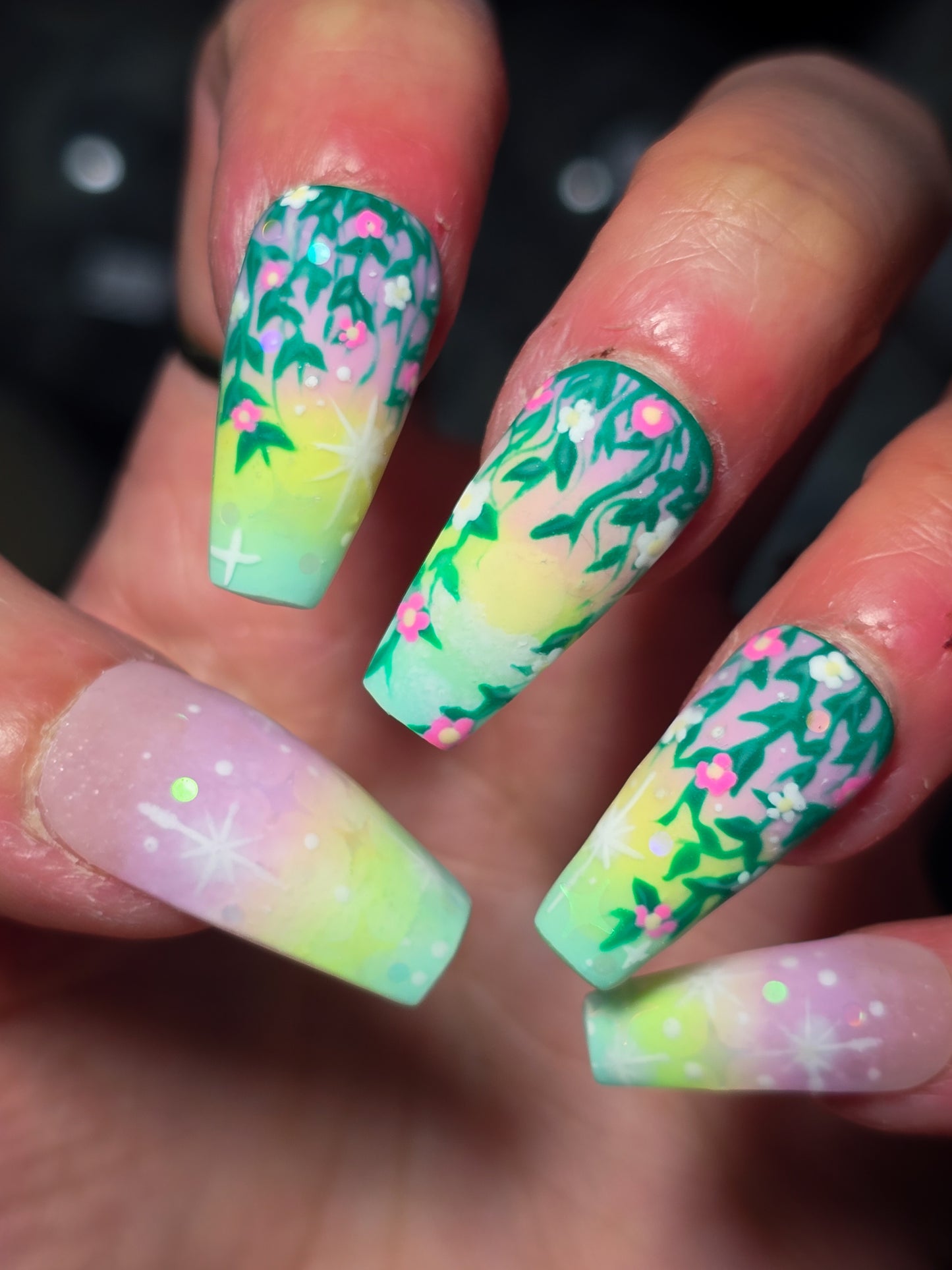 Aurora Garden Press on Nail Set (Glow in the dark and thermal Reactive)