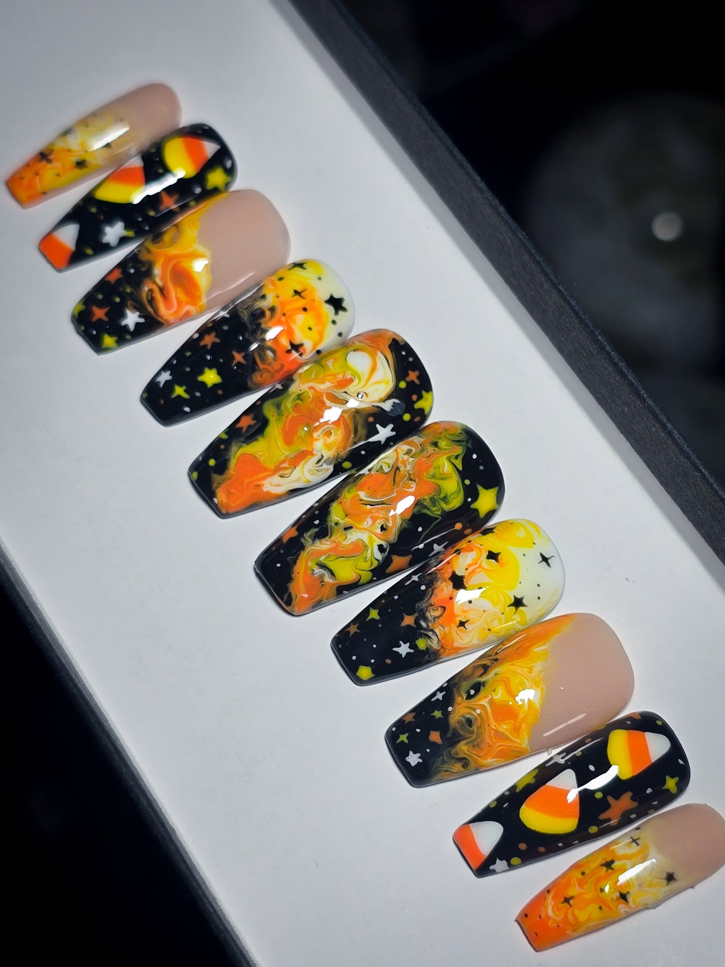 Candy Corn Cosmos Press on Nail Set
